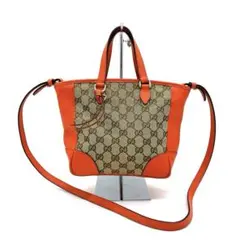 【GUCCI】2wayバッグ レザー　キャンバス　オレンジ　インターロッキングのサムネイル