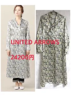 ユナイテッドアローズ　リバティプリントサテンボウタイワンピース　マキシ　ロング