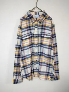 コロンビア　美品　ネルシャツ　レディースXL　黄色系　チェック柄　綿100％