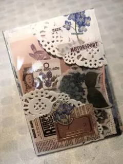 【blue】コラージュ素材セット　まとめ売り　紙モノ　おすそ分け 雑貨