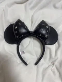スタッズ付き黒ミッキー耳カチューシャ