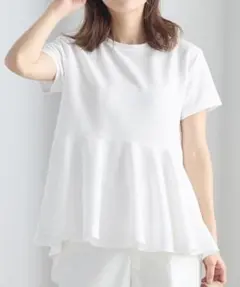 coca ペプラムトップス 半袖 白