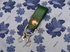 コンチョ付きベルトループキーホルダー グリーン 本革手縫い