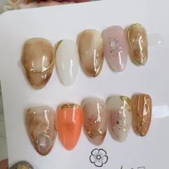 ネイルチップ　ショートアーモンドM マーブルデザイン