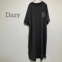 【デイジー】 グレー　半袖 ロングワンピース M b522