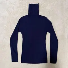 22 OCTOBRE タートルネックネイビー ウール100％ 細身シルエット定番