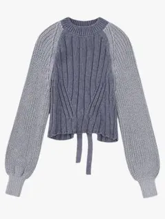 ZARA リブ編みクロップドセーター ネイビーグレー