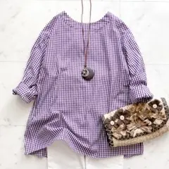 極美品✨ミズイロインド ブロックチェックコクーンプルオーバー 未使用