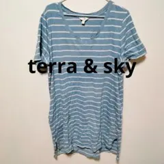 一点物！！terra & sky Vネック半袖シャツ ワンピース0X