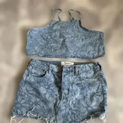 セットアップ デニムフラワーパターンセット