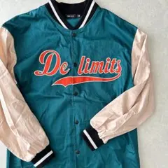 ナイロンスタジャン M グリーン×ベージュ 古着 メンズ