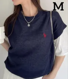 【新品・未使用】U.S.POROASSN.ニットベストネイビー 半袖Mサイズ