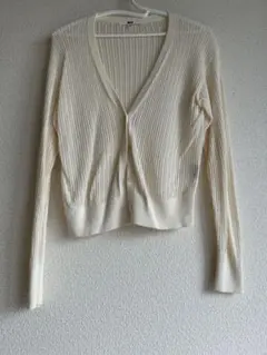 ユニクロ　メッシュ　透かし編みカーディガン　アイボリー
