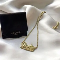 H526 CELINE セリーヌ ネックレス ゴールド ヴィンテージ メダル型 