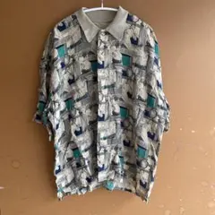 希少80s90sヴィンテージ 古着半袖シャツ　総柄