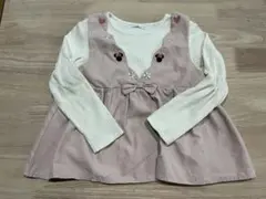 ミニーちゃん ピンク刺繍リボン付き長袖チュニック　120