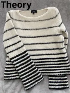 Theory ｜セオリー ウールカシミヤ ボーダーニット クルーネック Sサイズ