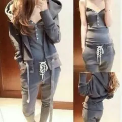 お得3点セット スウェットパーカー & パンツ & キャミソール M L