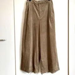 ルクールブラン❤️ベロア✨ワイドパンツ⭐️38❤️M✨ベージュ⭐️ウエストゴム❤️Ａライン