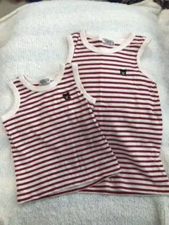 【2枚セット】ダブルビー 70cm&110cm 赤×白タンクトップ B級品