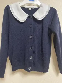 any fam ハートボタン　襟付き　カーディガン