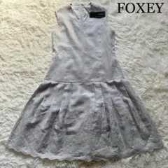 美品 2022SS フォクシー 刺繍ワンピース 麻100% 大きいサイズ XL