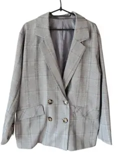 チェック柄ダブルブレストジャケット オーバーサイズM 美品
