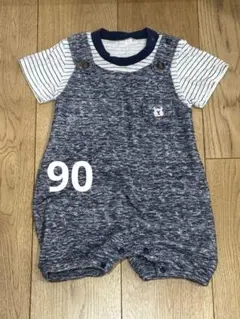 【匿名発送】男の子　ネイビーブルー 半袖ロンパース　90サイズ　お出かけ用