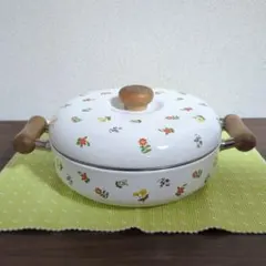 花柄 ホーロー鍋 両手鍋 レトロ