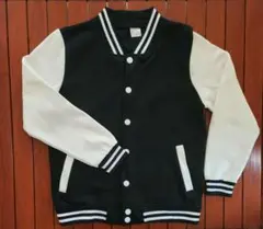 美品　スタジャン　Sサイズ　160cm　白黒　キッズアウター　ジャケット