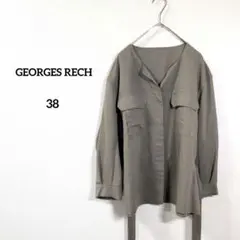 GEORGES RECH 麻混スキッパーブラウス 38 カーキ ベルト付きのサムネイル