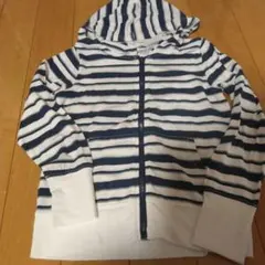 Navy ストライプ フード付きパーカー　薄手　120