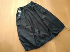 ウエストゴム両サイドでかっポケッ付き＆裾ドロスト仕様×黒☆ロングスカート【4L】