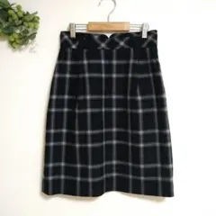 美品　エニィスィス　チェックスカート【2・М相当】ラメ　毛47％　オンワード樫山