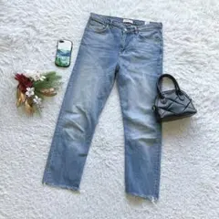 ザラウーマン ストレートデニム S ジーンズ ジーパン カットオフ ストレッチ