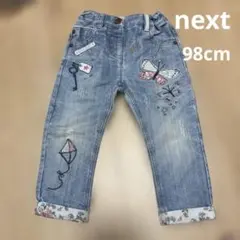 next デニムパンツ 98cm 刺繍 花柄のサムネイル
