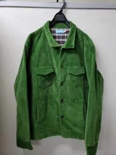 グリーン　コーデュロイ　ジャケット古着　gジャン
