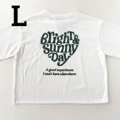 新品　レディース　クロップド　Tシャツ　白　ラメロゴ　バックプリント　L