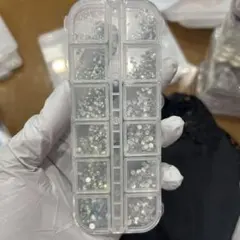 ネイルパーツ クリア シルバー ストーン 12個セット