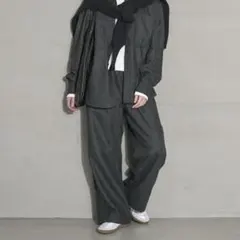 SOEJU ヴィンテージサテンパンツL チャコールグレー 撥水 洗える