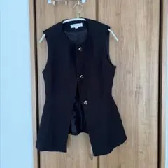 ZARA ノーカラー ベスト ジレ ブラック M