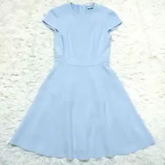 美品✨フォクシー ストレッチ フレア ワンピース Aライン サックスブルー M