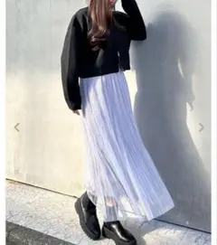 INGNI チュールプリーツスカート　ライトグレー