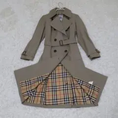 バーバリー　トレンチコート　ベージュ　ノバチェック　グリーン系