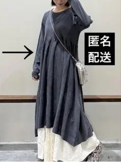 niko and… アソートレングスクルーネックワンピース　チャコール　ロング