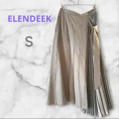 ELENDEEK プリーツロングスカート　フレア　ベージュ　Ｓのサムネイル