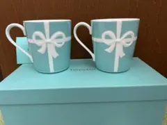 Tiffany ティファニー　ペア マグカップ　リボン ブルーボックス 2個