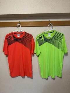 【2枚セット】アディダス adidas Tシャツオレンジ グリーン メンズ ポス