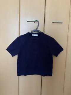 【匿名配送】ZARA ネイビー 半袖ニット