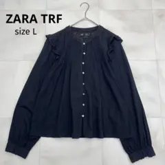 ◆ ZARA TRF ザラティーアールエフ レースフリル バンドカラー ブラウスのサムネイル